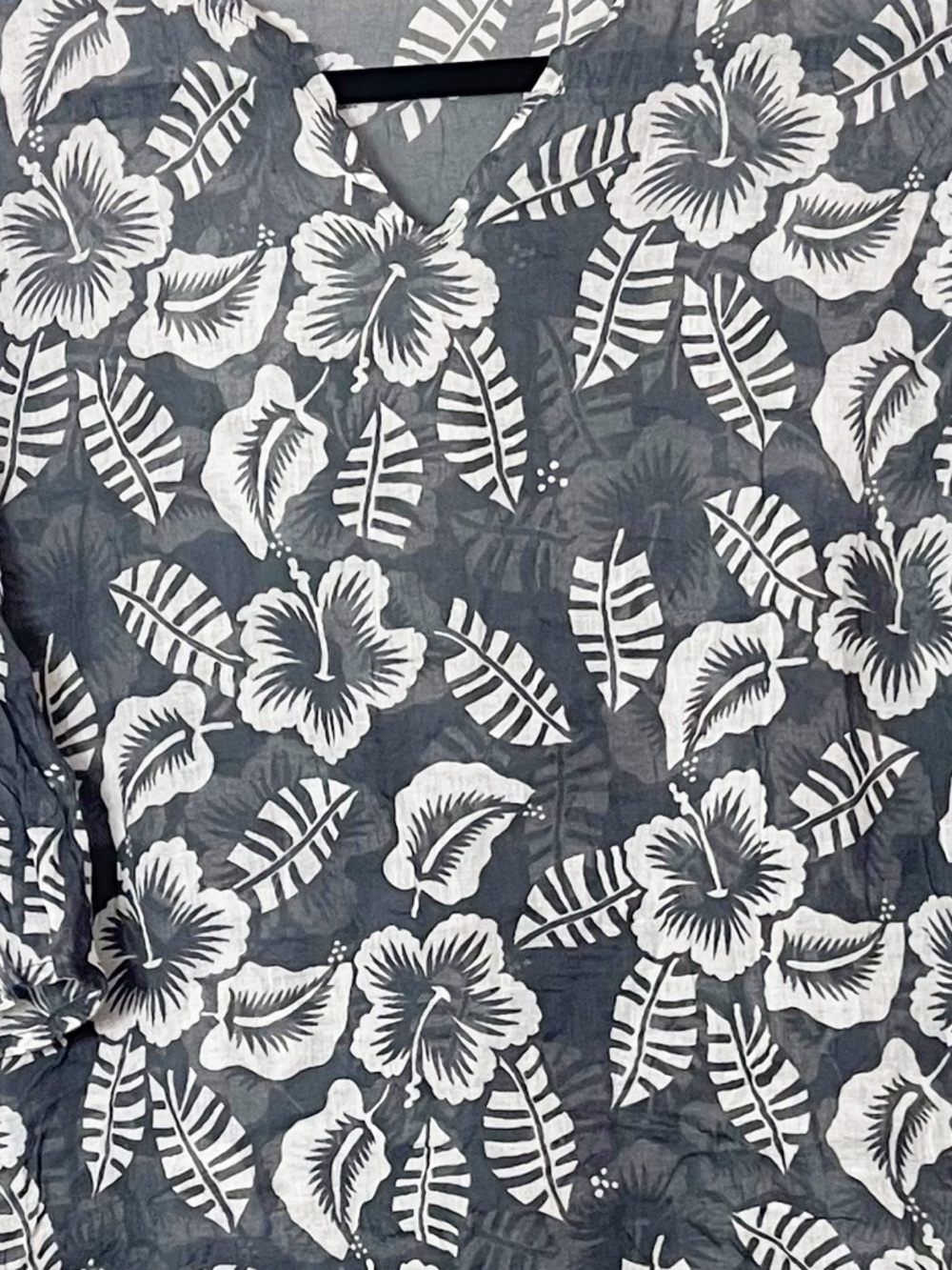 Mural floral lightweight sheer hibiscus Hawaiian print kaftan cover up size M/L - Picture 2 of 3